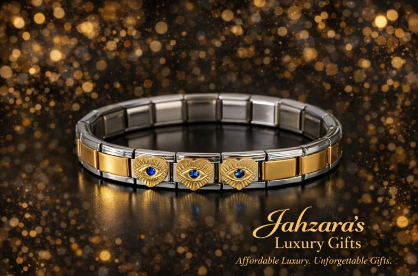 Evil Eye Heart Bracelet | Gold-Plated Stainless Steel Protection & Love Bracelet