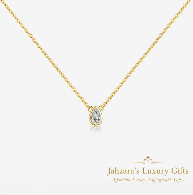 Pear-Cut Zircon Pendant Necklace | 925 Sterling Silver | 8 Colors