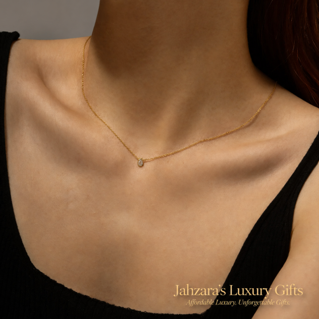 Pear-Cut Zircon Pendant Necklace | 925 Sterling Silver | 8 Colors