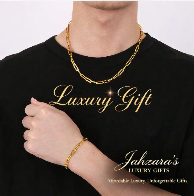 Paperclip Chain Necklace & Bracelet Set — 18K Gold & Silver | Stainless Steel