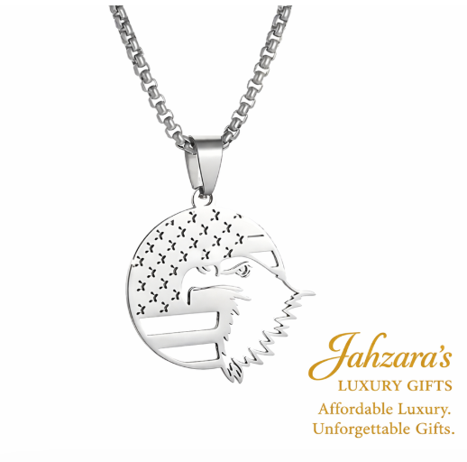 American Eagle Flag Pendant Necklace | Stainless Steel | Men's Luxury Patriotic Jewelry