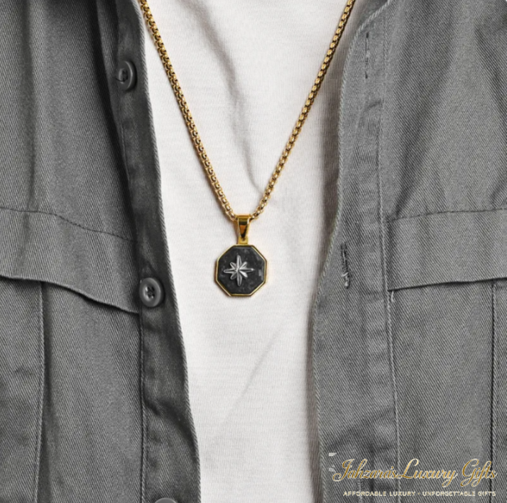 North Star Octagon Pendant Necklace — Stainless Steel with Chain
