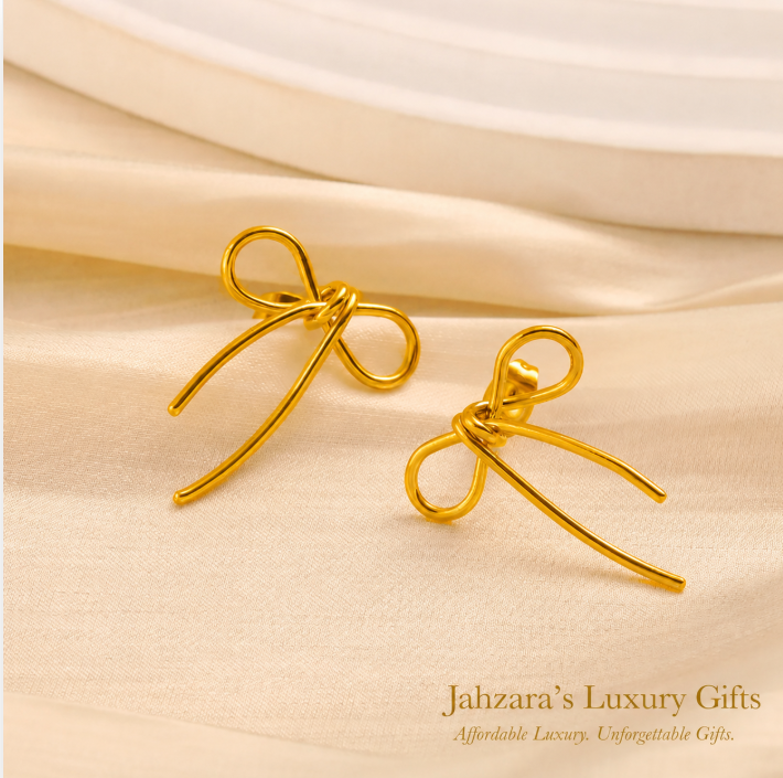 Gold Bow Knot Stud Earrings | PVD Gold 304 Stainless Steel | Waterproof