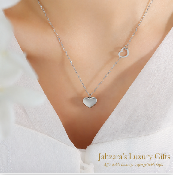 Dual Heart Pendant Necklace | PVD Gold, Rose Gold & Silver | 304 Stainless Steel