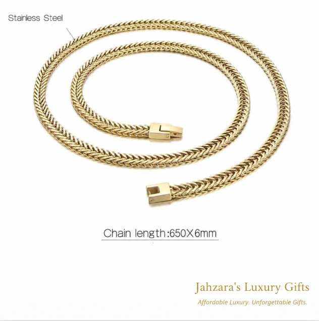 18K PVD Gold Cuban Link Curb Chain Necklace — 304 Stainless Steel Men’s Jewelry