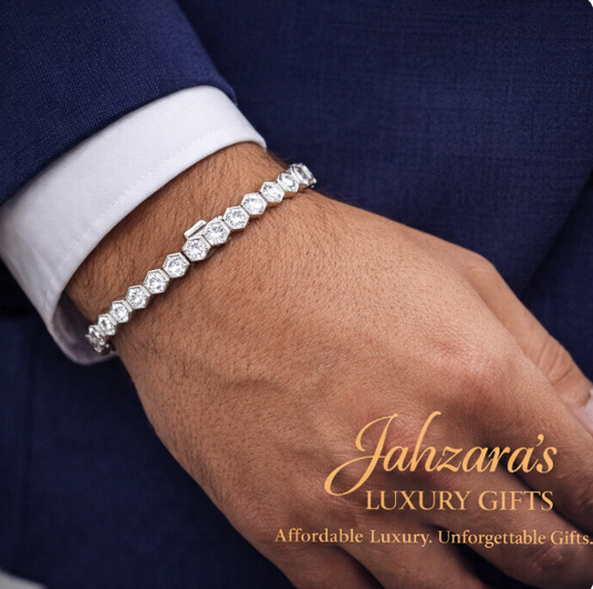 Honeycomb Diamond Luxury Bracelet | 925 Sterling Silver Pavé Men's Statement Bracelet