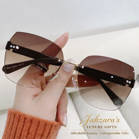 Rimless Butterfly Luxury Sunglasses | Gold Frame | UV Protection | Jahzara's Luxury Gifts