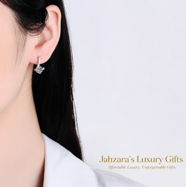 1ct Moissanite Geometric Hoop Earrings | 925 Sterling Silver | GRA Certified | Luxury Gift For Her