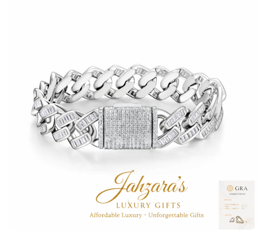 Iced Out Moissanite Cuban Link Bracelet - 925 Sterling Silver | GRA Certified Premium
