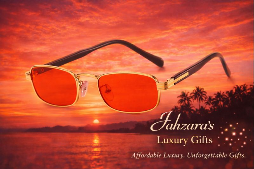 Vintage Gold Frame Red-Lens Sunglasses