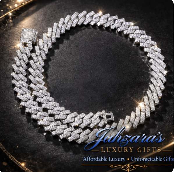 14mm Iced Out Diamond Cuban Link Chain - Blue & White Zircon or Silver | Hip Hop Luxury Necklace
